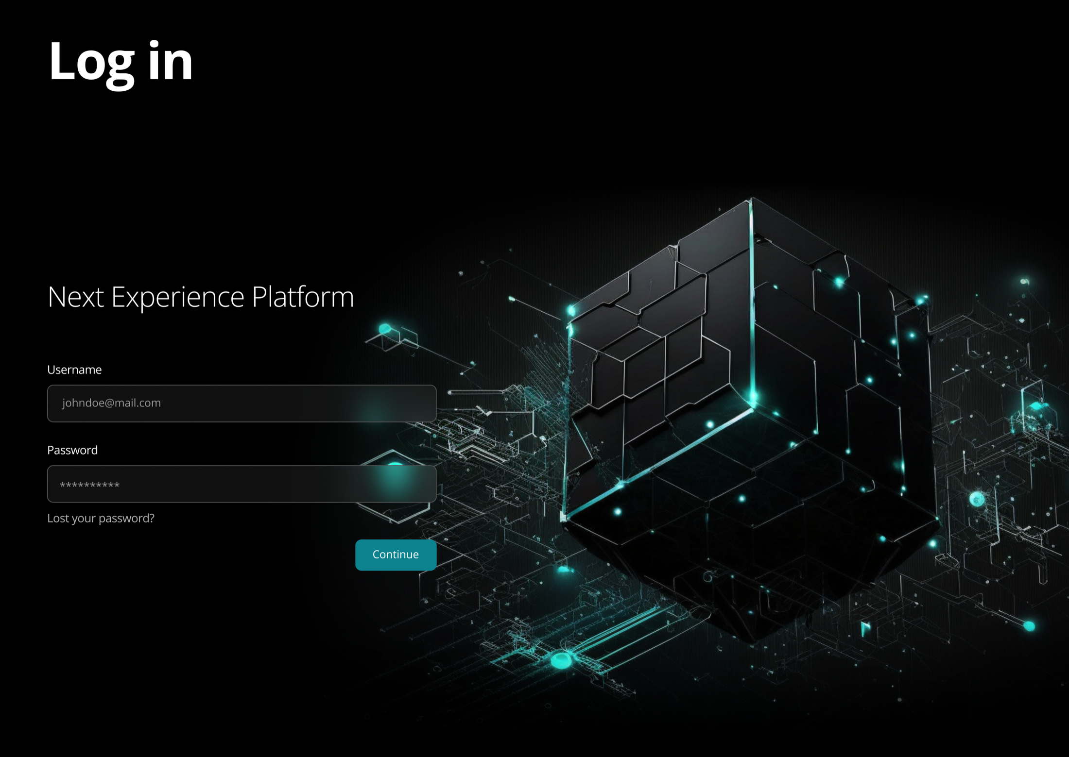 Log in screen